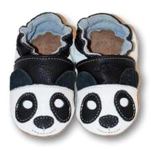 Chaussons bébé enfant en cuir souple panda