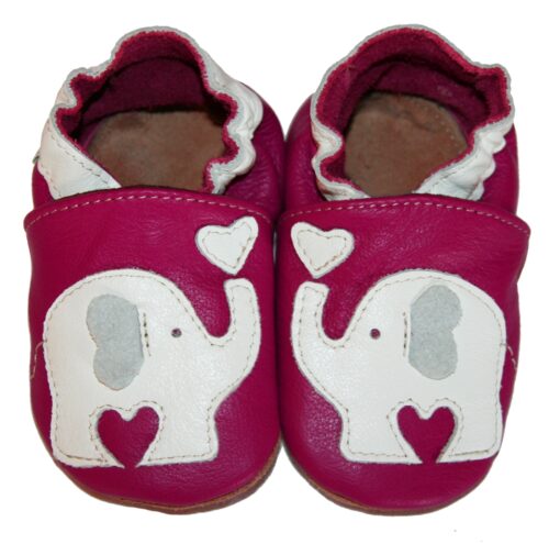 Chaussons bébé enfant en cuir souple éléphant