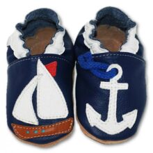 Chaussons bébé enfant en cuir souple bateau