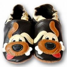 Chaussons bébé enfant en cuir souple doggy black