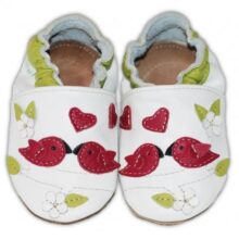 Chaussons bébé enfant en cuir souple lovely birds