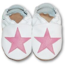 Chaussons en cuir souple bébé enfant étoile rose