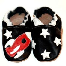 Chaussons en cuir souple bébé enfant fusée