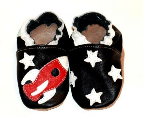 Chaussons en cuir souple bébé enfant fusée