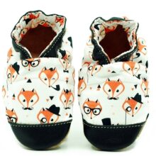 Renard moustache - Chaussons en tissu-cuir