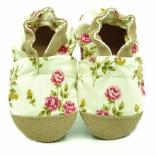 Fleuries - Chaussons en tissu-cuir