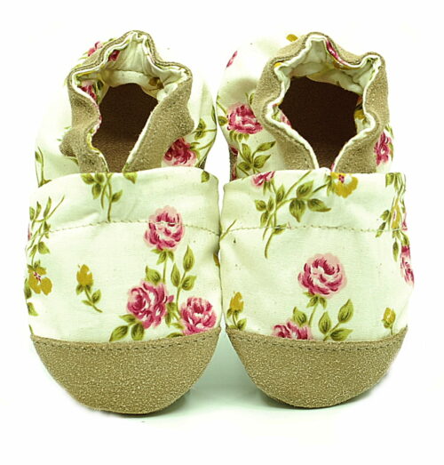 Fleuries - Chaussons en tissu-cuir