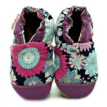 Chausson Fleurs Violettes tissu-cuir