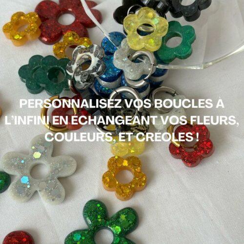 Créoles, fleur en résine GM – Image 2