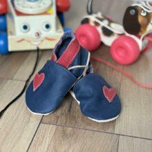 Coeur rouge - Chausson en Cuir Souple