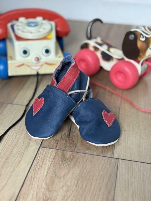 Coeur rouge - Chausson en Cuir Souple